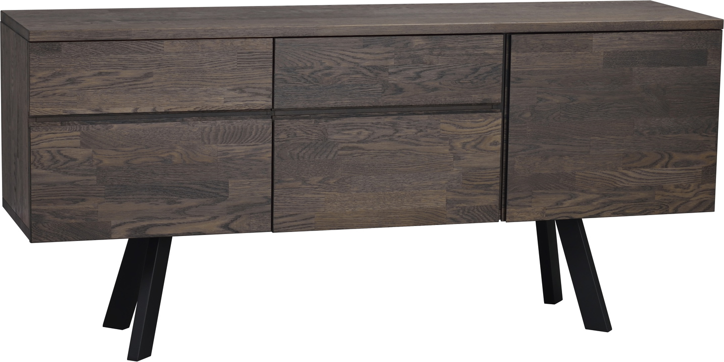 Sort Fred Mørkebrunt Fingersamlet Egetræ Med Metalben 79170 Rowico Skænk - 7340126525838