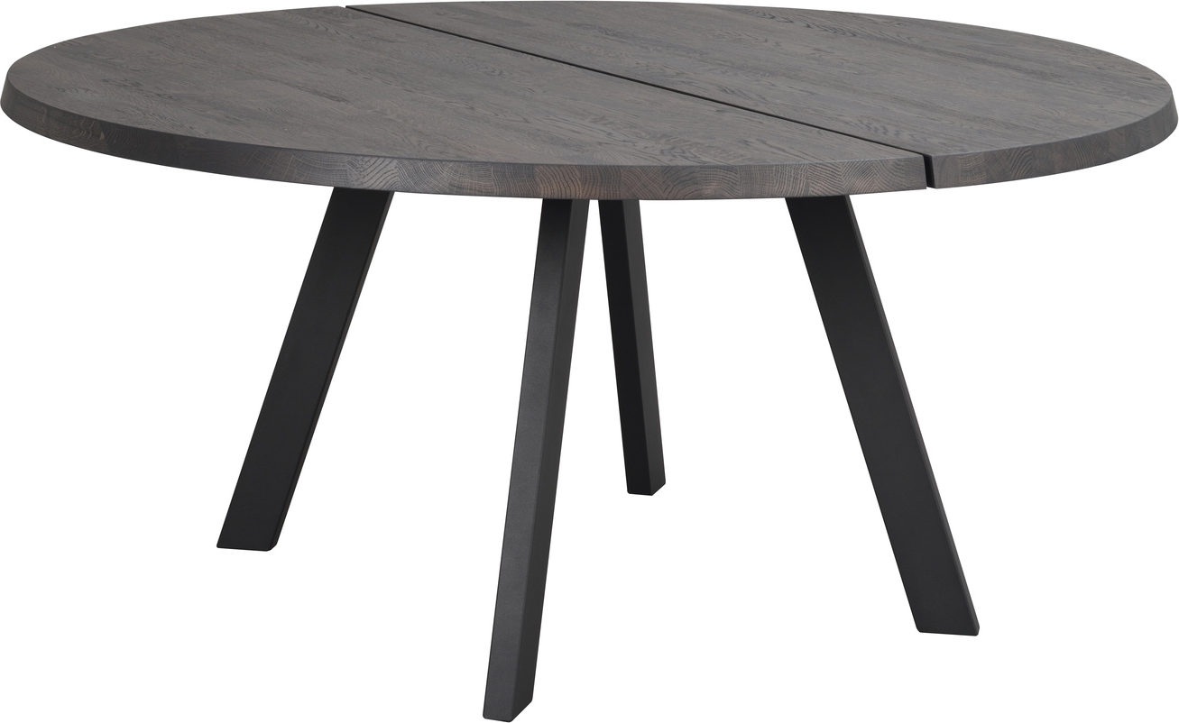 Sort Fred Rund Ø160 Fsc Mørkebrun Egetræ Metalstel Rowico Spisebord - 7340126545690