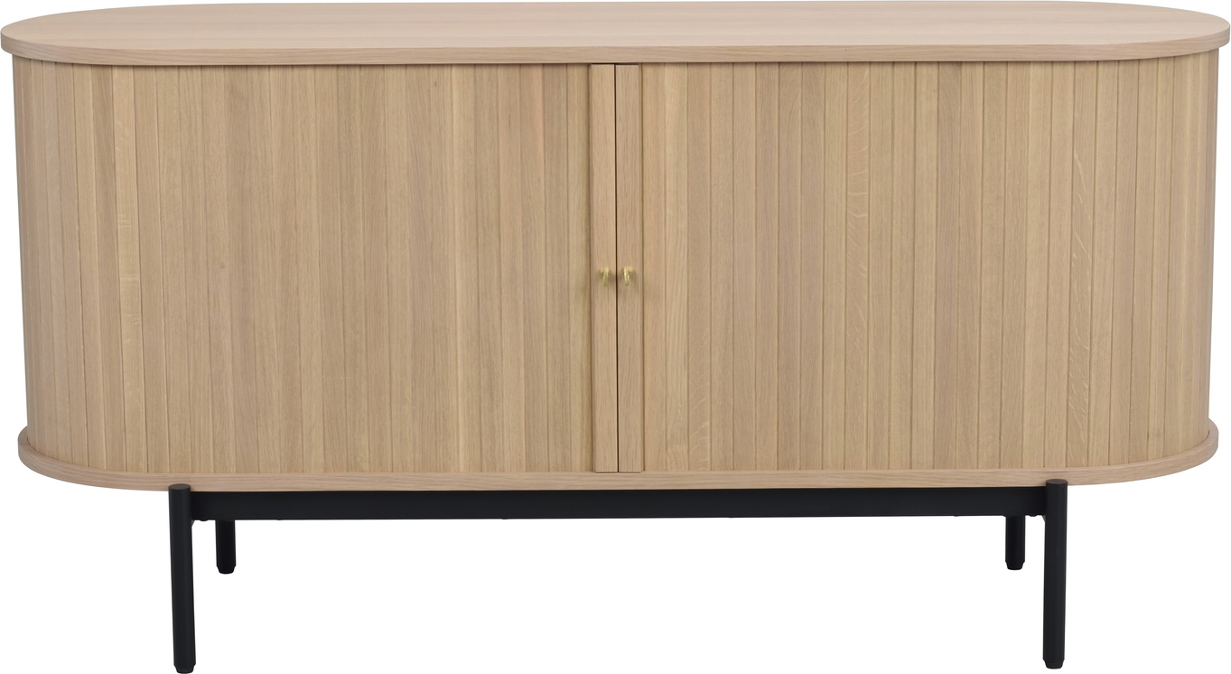 Hvid Haddington Sideboard Kalket Egetræ Med Sorte Metalben Flytbare Hylder 142x45x71 Rowico Skænk - 7340126554081