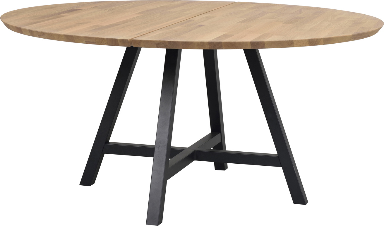 Sort Rundt Carradale Ø150 Fsc 100 Certificeret Massivt Egetræ Pulverlakeret Metal Rowico Spisebord - 7340126557723