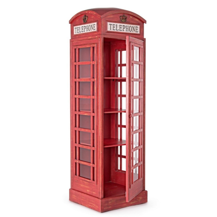 London Telefonboks 180 Højt Glaslåger Vitrineskab