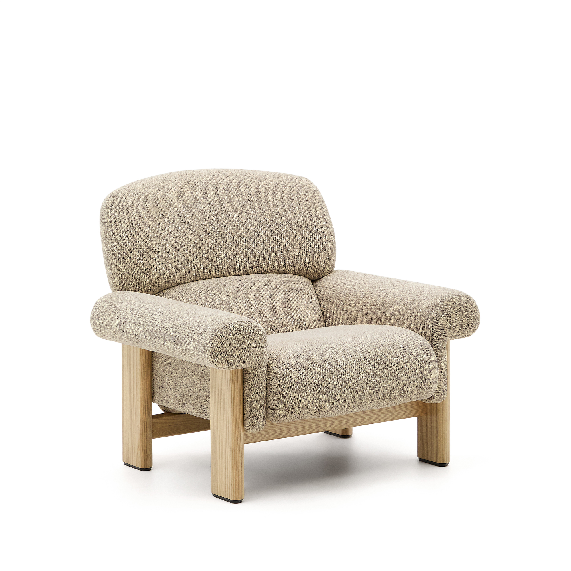 Beige Nema Armlæn Chenille Natur Asketræ Kave Home Lænestol - 8433840947136