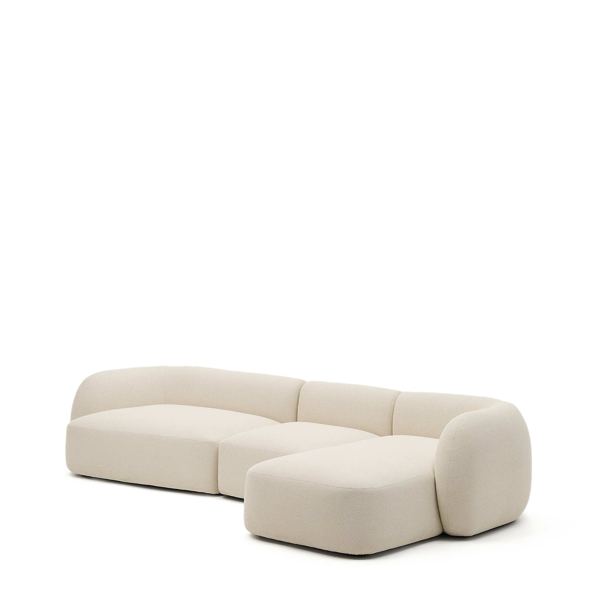 Martina Pers Modul Højre Chaiselong Ecru Chenille Stof 377cm Kave Home Sofa - 8447305013922