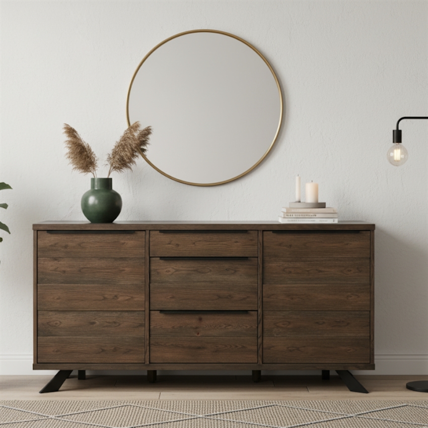 Elegance Tre Sektioner Røget Finish Nordic Design Skænk