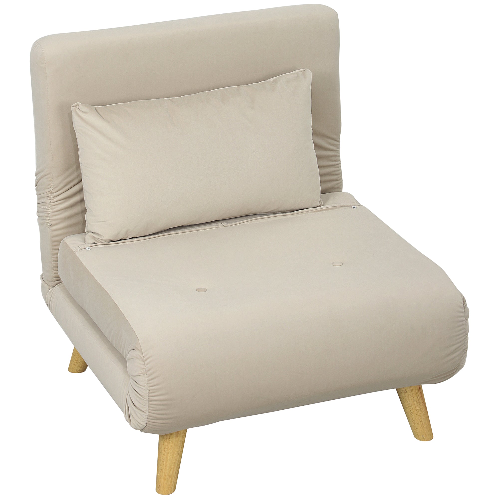 Klappelig Med Sengefunktion Klappelig Fløjlslook Justerbar Ryglæn Lasteevne Til 120 Beige Aosom Lænestol - 4255826826587