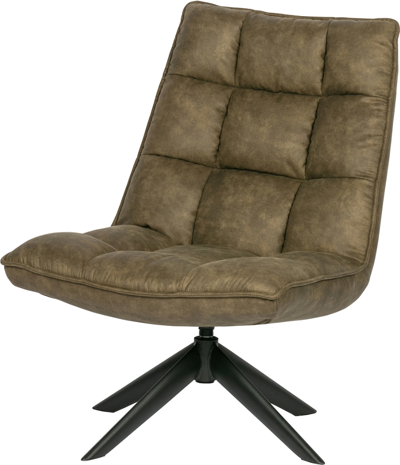 Sort Loungestol Jouke Drejestol Grøn Polyester Med Metalbase Woood Lænestol - 8714713104314