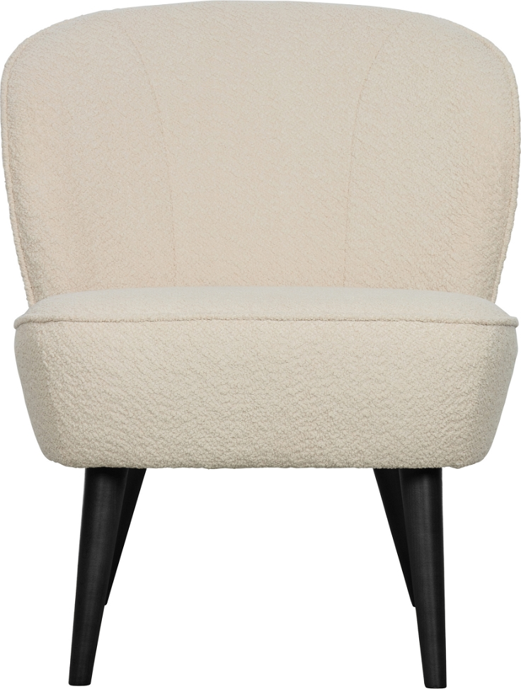 Creme Sara Boucl Fsc Certificeret Hårdttræ & Mdf Med Sorte Birkebensben Woood Lænestol - 8714713113187