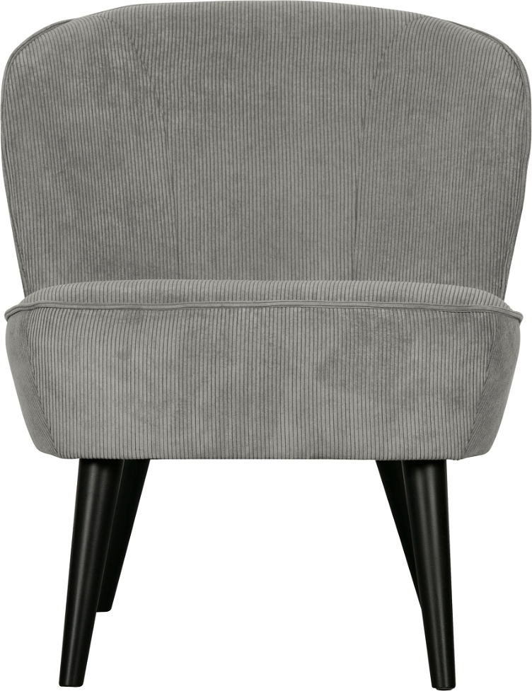 Grå Sara Elegant Loungestol Med Ribbet Stof Woood Lænestol - 8714713113200