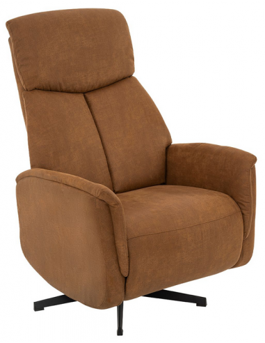 Aarhus Elektrisk Med Fodskammel Microfiber H114 Sort Cognac Label51 Lænestol
