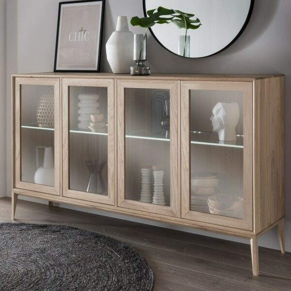 Heimdal Med Glaslåger Massiv Egetræ Fra Bianco Lys Olie Organic Sleep Skænk