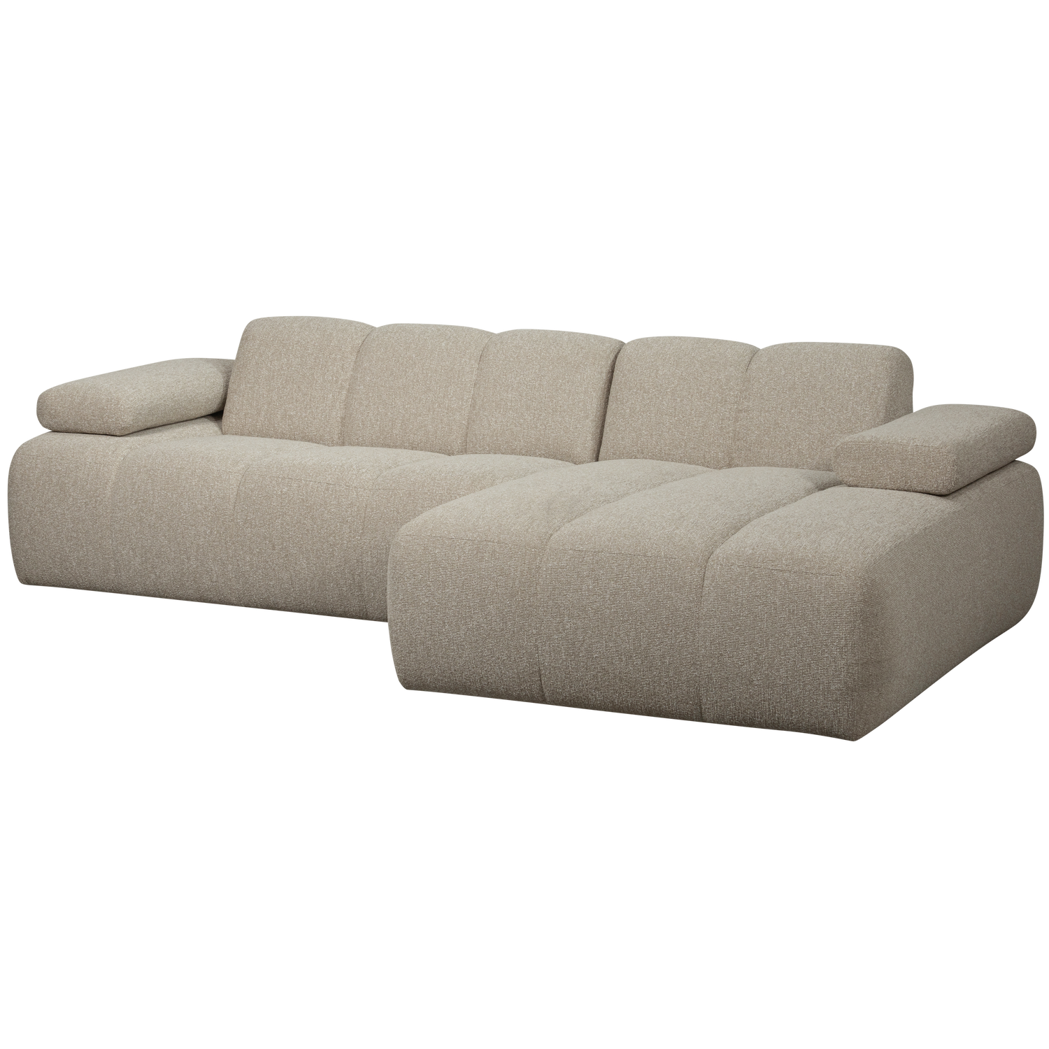 Beige Mojo Højre Chaiselong Melange Boucl Stof Woood Sofa - 8714713216680
