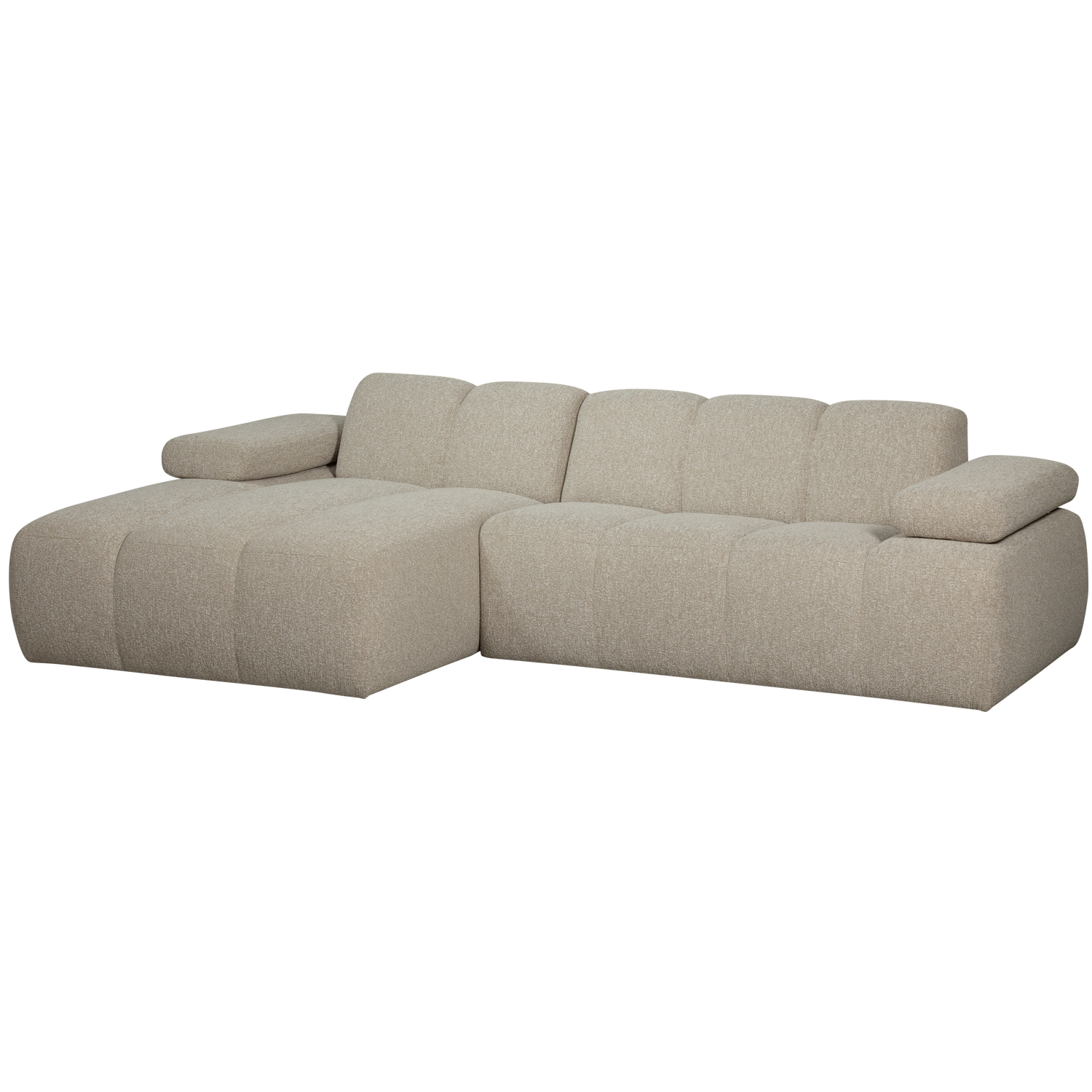 Beige Mojo Venstre Chaiselong Melange Boucl Stof Woood Sofa - 8714713216673