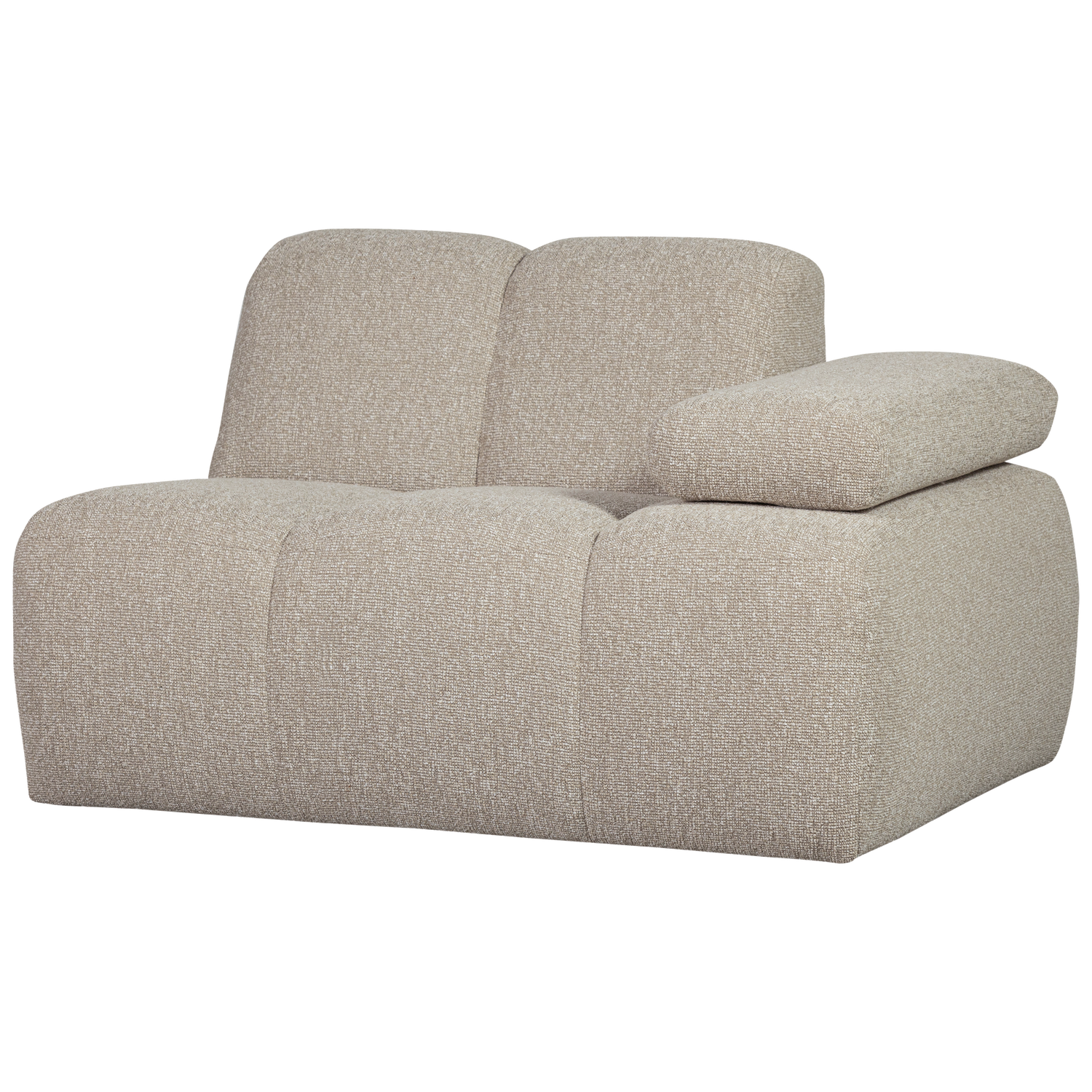 Beige Mojo Pers Modul Højre Armlæn Meleret Boucl Stof Woood Sofa - 8714713214297
