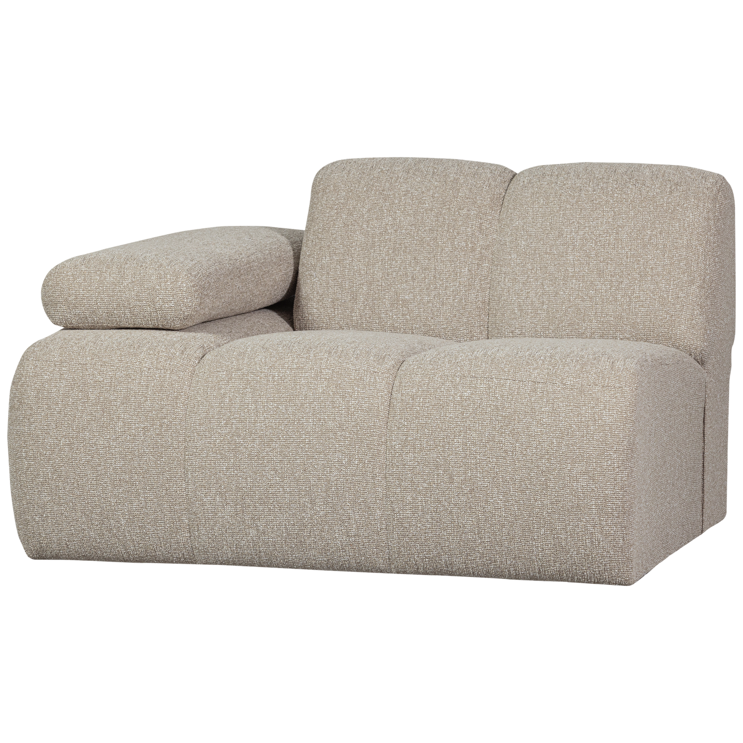 Beige Mojo Pers Modul Venstre Armlæn Meleret Boucl Stof Woood Sofa - 8714713214273