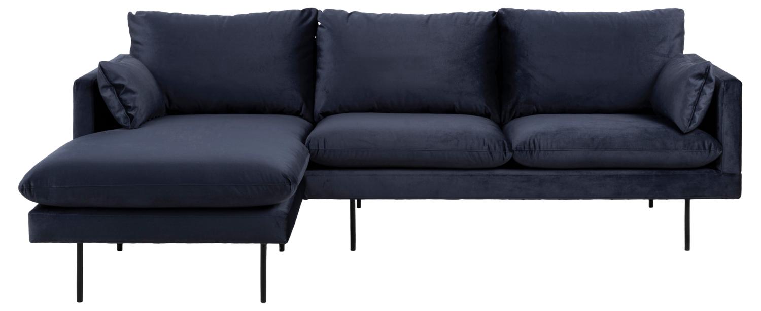 Sort Cozy Pers Venstre Chaiselong Puder Mørkeblå Stof Metal Sofakoncept Sofa - 5713941047656