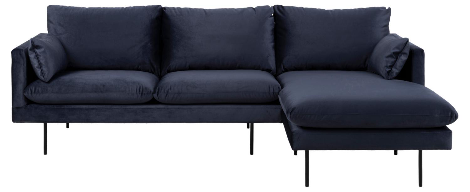 Sort Cozy Pers Højre Chaiselong Puder Mørkeblå Stof Metal Sofakoncept Sofa - 5713941047687