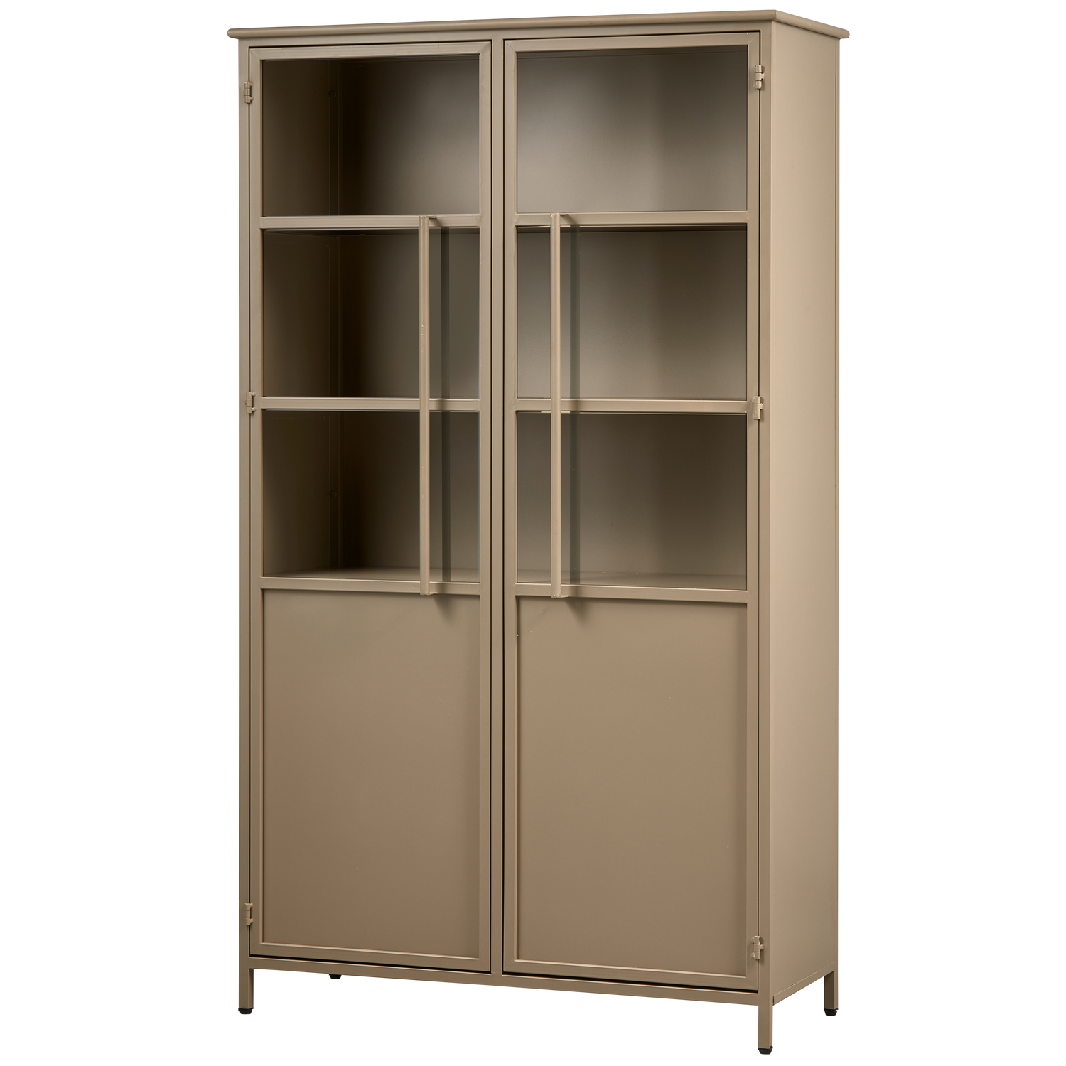 Exhibit Låger Hylder Glas Khaki Jern Woood Vitrineskab - 8714713197552