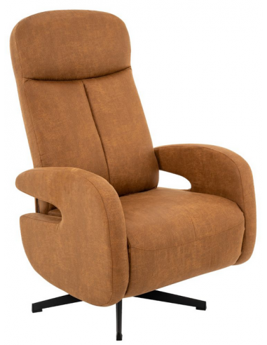 Esbjerg Med Indbygget Fodskammel Drejefod Microfiber H114 Sort Cognac Label51 Lænestol