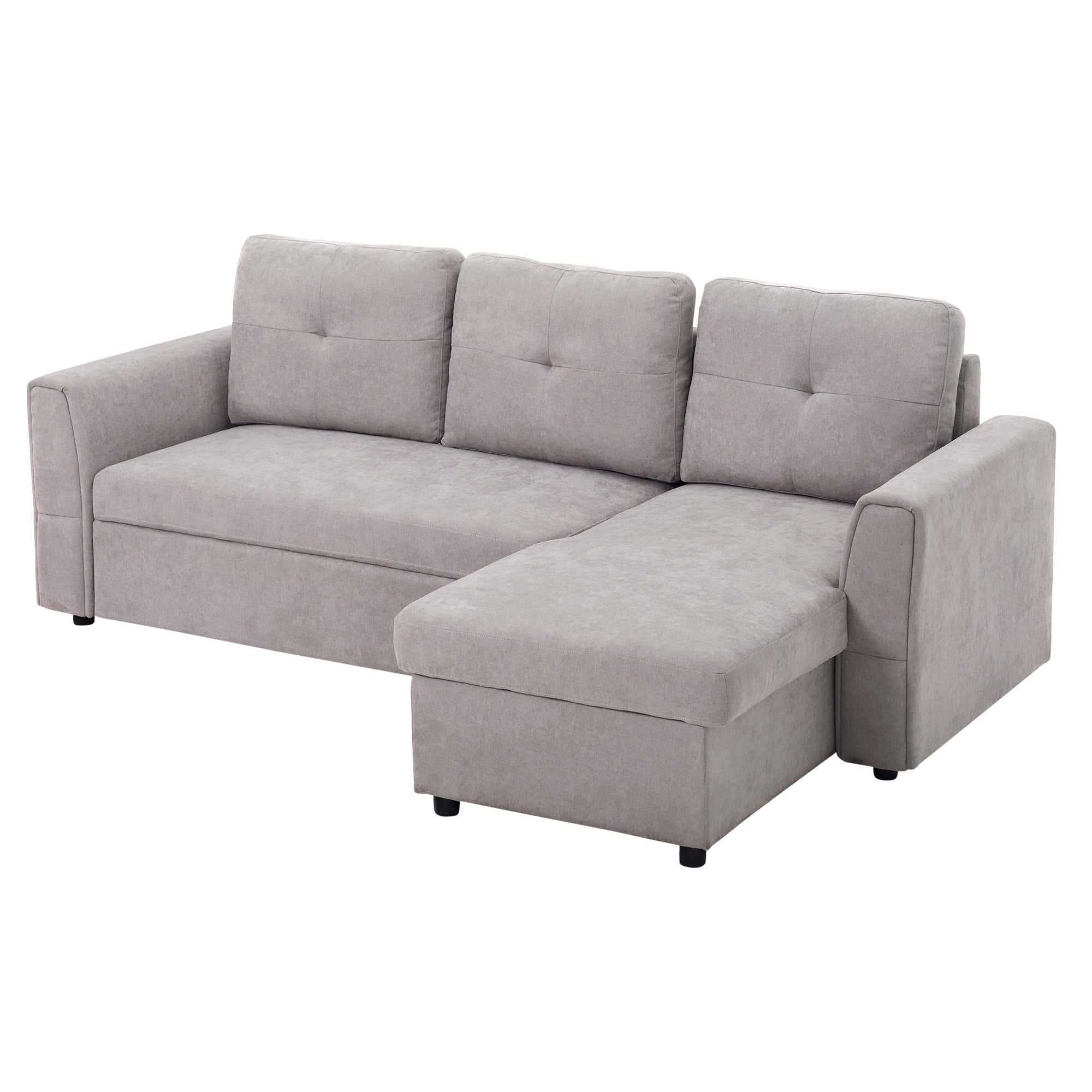Personers Med Sengefunktion Sove Med Chaiselong Polstret Grå Aosom Sofa - 4255826828116