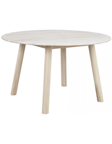 Hvid Rowico Taransay Rundt Egetræ Travertin Ø125 White Wash Travertin Rowico Home Spisebord