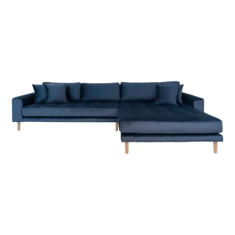 Højrevendt Mørkeblåt Velour Med Fire Puder Hn1005 1301183 Homeshop Sofa - 5713917006595