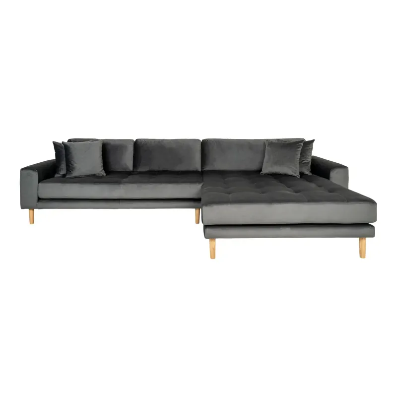 Højrevendt Mørkegrå Velour Med Fire Puder Hn1013 1301186 Homeshop Sofa - 5713917010752