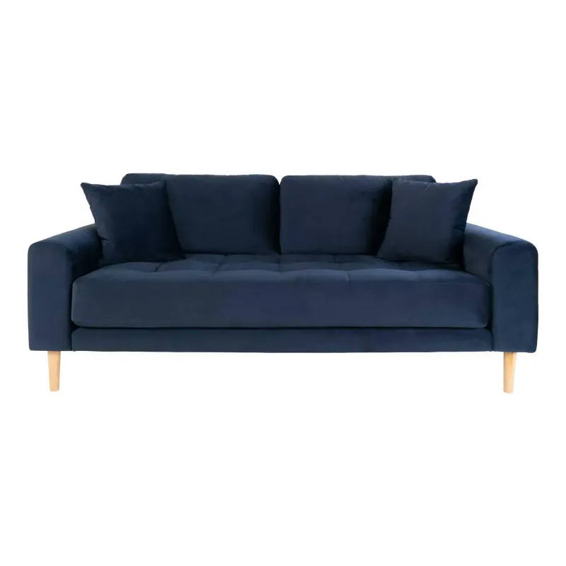 Mørkeblåt Velour Med Puder Hn1005 1301433 Homeshop Sofa - 5713917010042