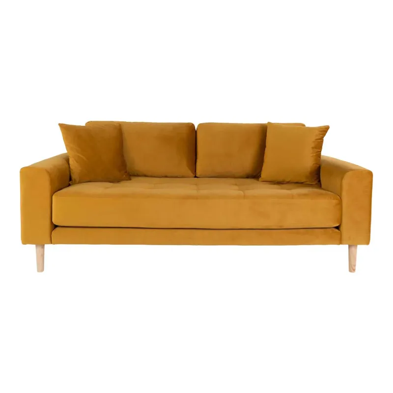 Sennepsgult Velour Med Puder Hn1004 1301434 Homeshop Sofa - 5713917010059