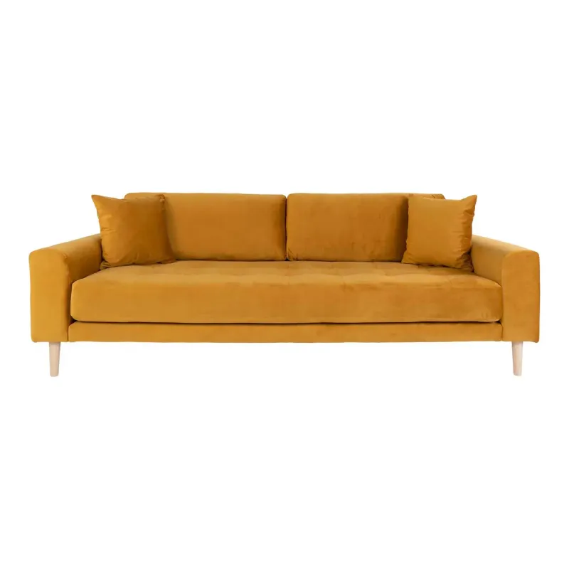 Sennepsgult Velour Med Puder Hn1004 1301444 Homeshop Sofa - 5713917010110