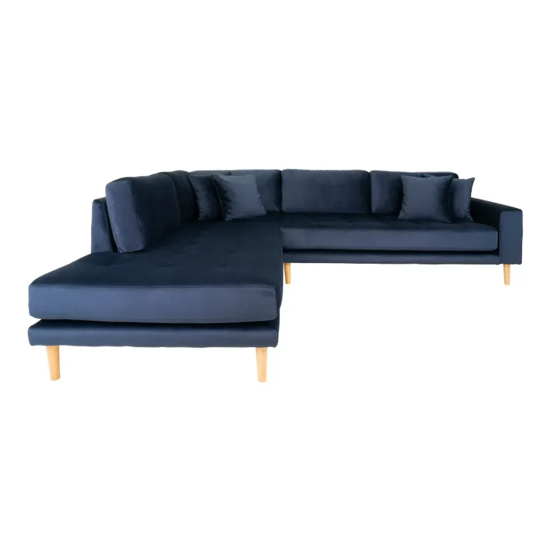 Venstrevendt Blå Velour Med Fire Puder Hn1005 Åben Ende 1301413 Homeshop Sofa - 5713917010202
