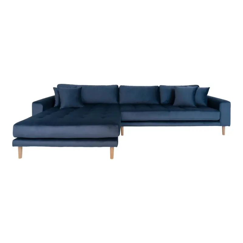 Venstrevendt Mørkeblåt Velour Med Fire Puder Hn1005 1301193 Homeshop Sofa - 5713917006649