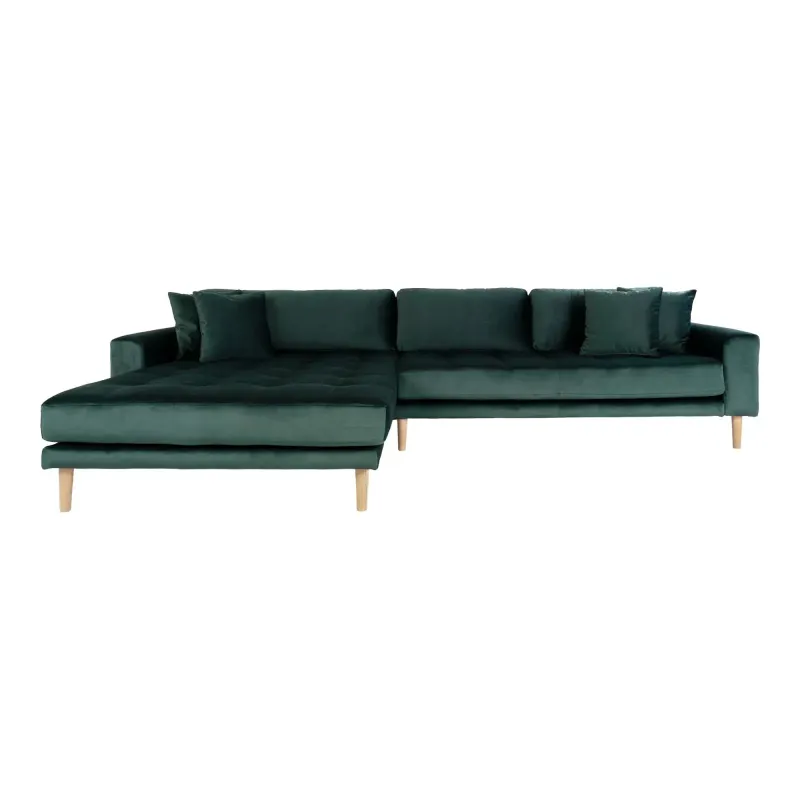 Grøn Venstrevendt Mørke Velour Med Fire Puder Hn1006 1301195 Homeshop Sofa - 5713917009886