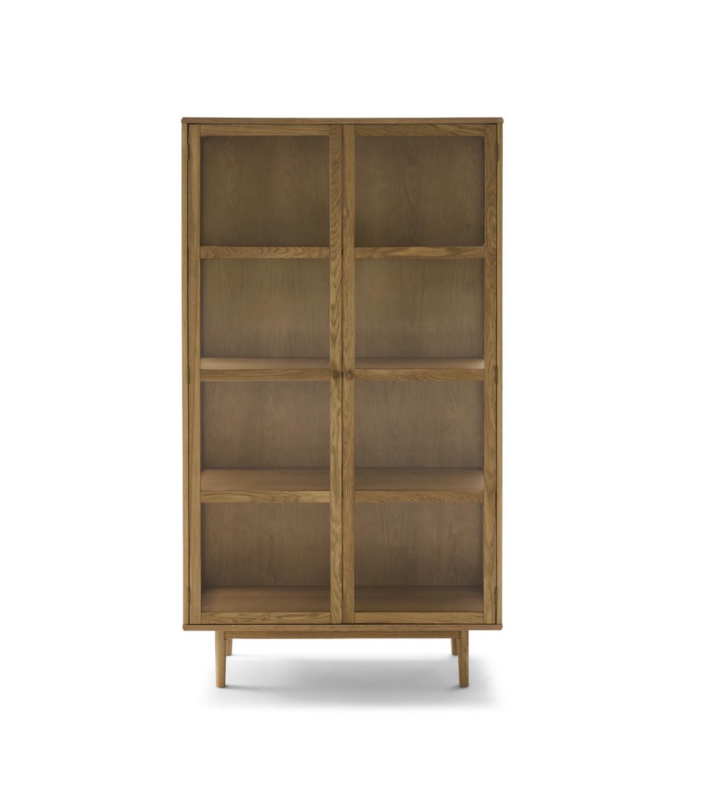 Natur Svendborg Højt Låger Hylder Glas Egetræsfinr Egetræ Furnhouse Vitrineskab - 5714365015597