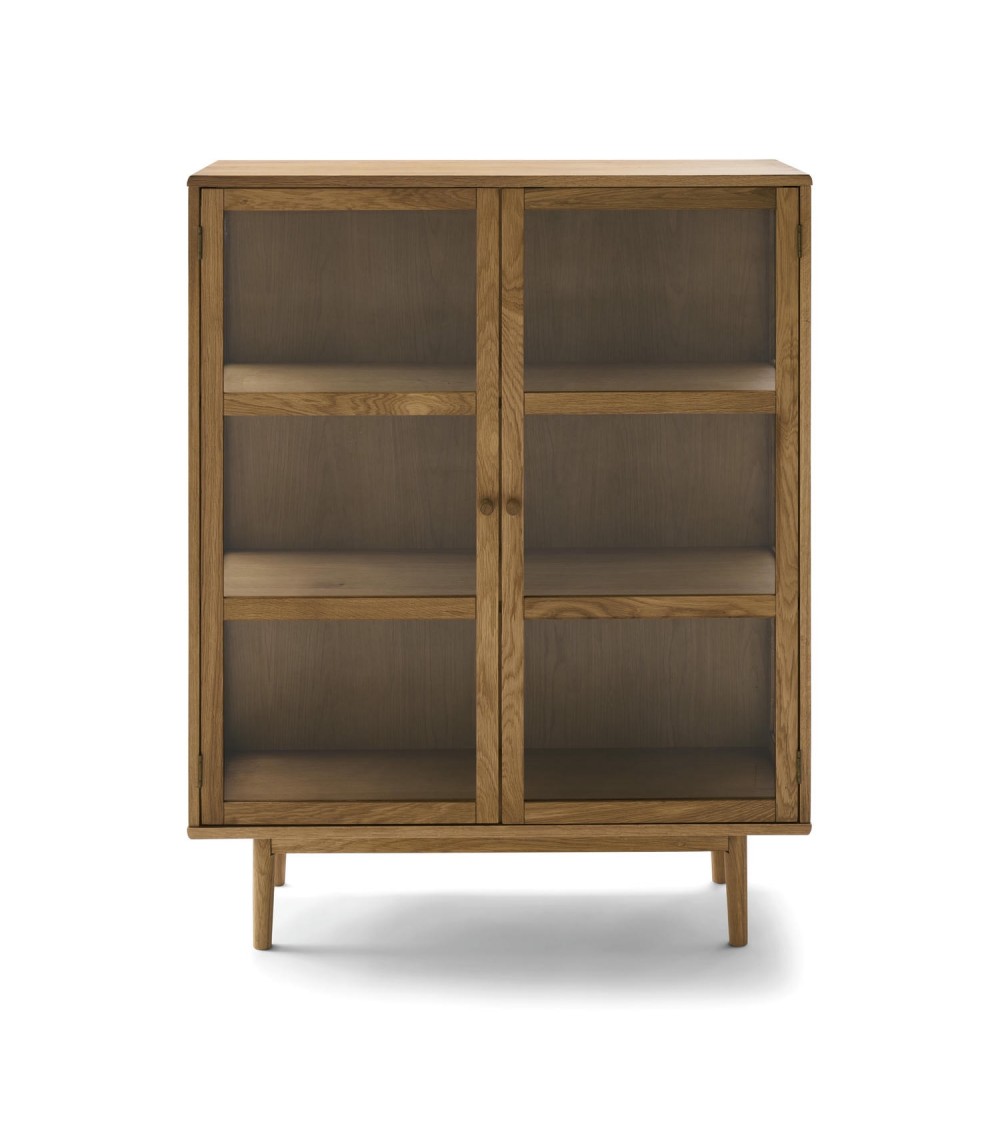 Natur Svendborg Lavt Låger Hylder Glas Egetræsfinr Egetræ Furnhouse Vitrineskab - 5714365015603