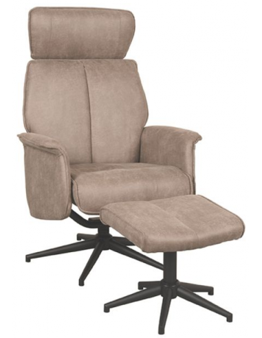 Verdal Rotrbar Med Skammel Metal Microfiber Polyester H109 Sort Taupe Label51 Lænestol