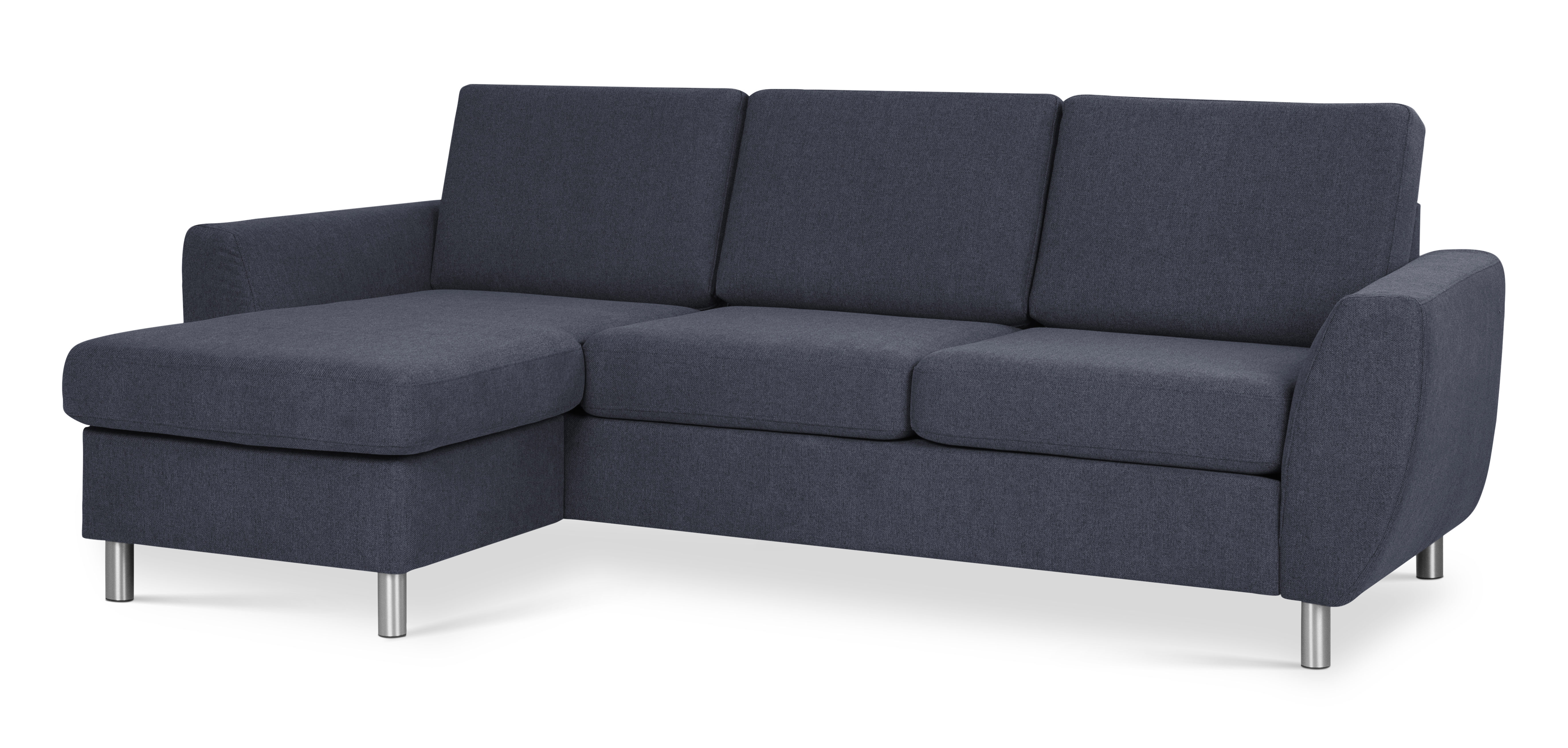 Blå Wendy Set Chaiselong Polyester Stof Børstet Aluminium Lexpo Living Sofa - 5715249012855