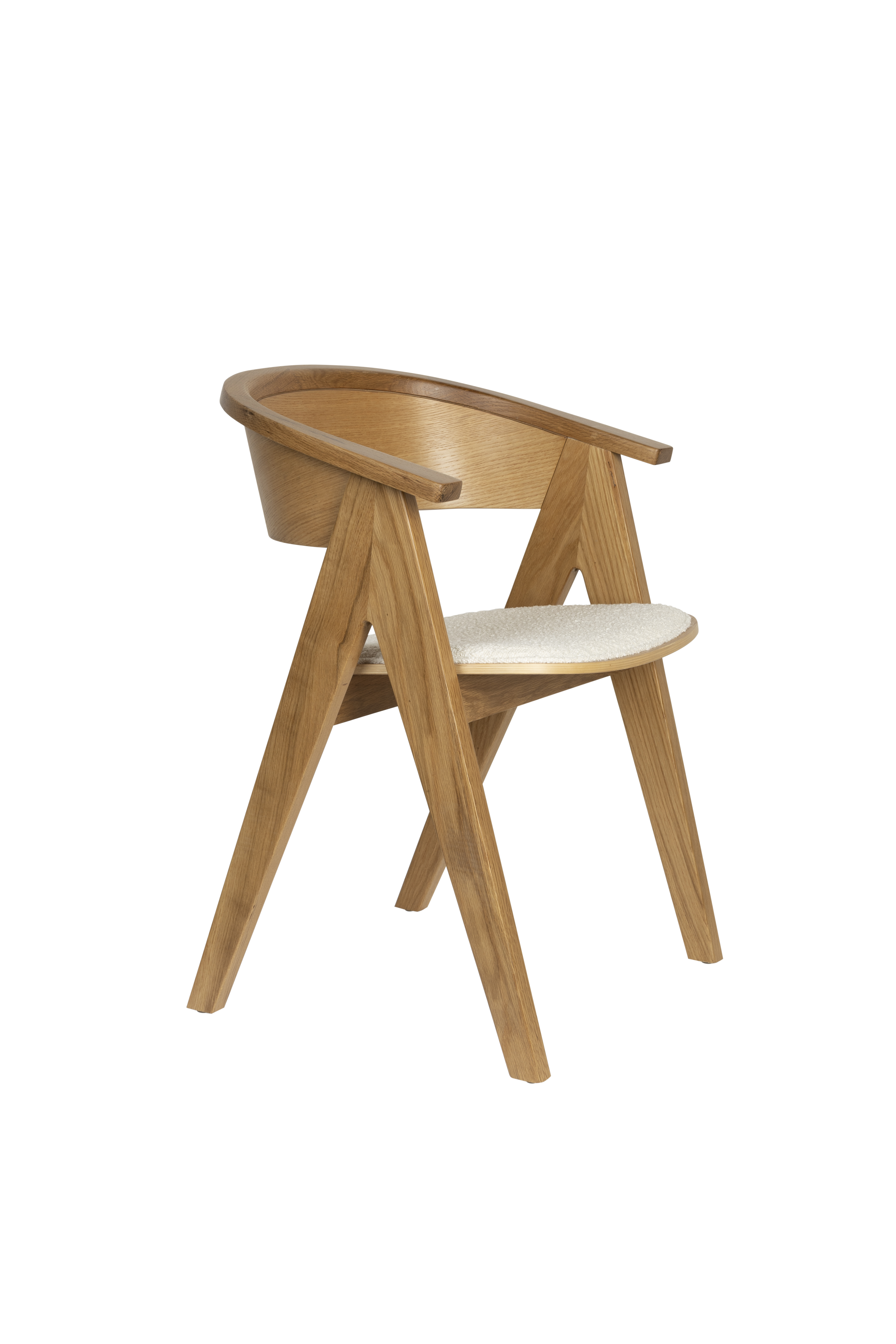 Brun Ndsm Armlæn Beige Boucl Stof Natur Egetræ Zuiver Lænestol - 8718548074460