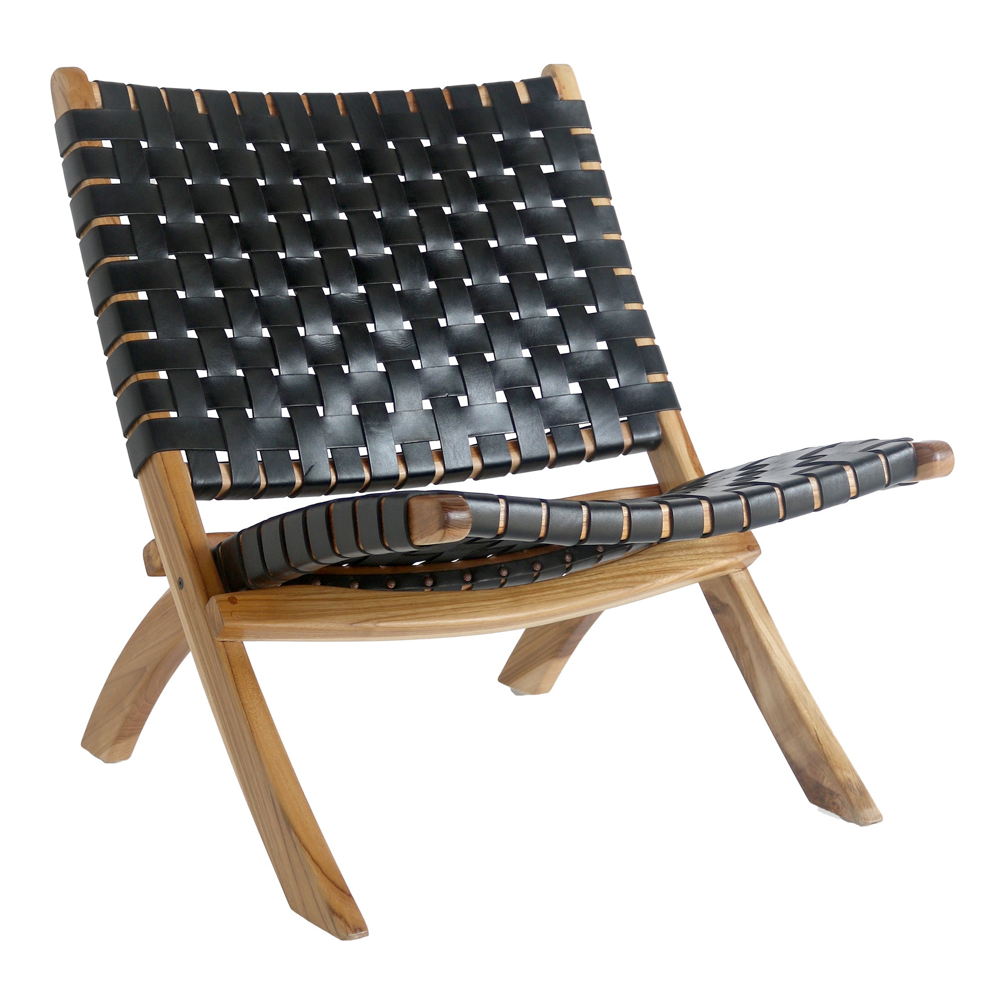 Sort Perugia Foldestol Foldestol Læder Teak Ben Housenordic Lænestol - 5713917010547