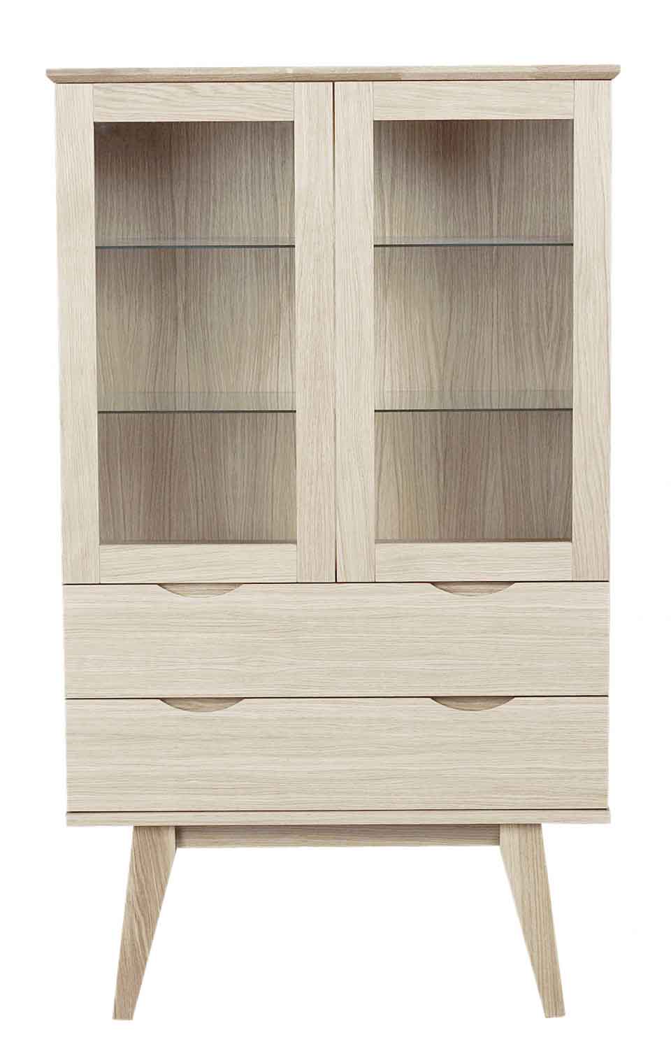 Hvid Rowico Filippa Olieret Glaslåger Skuffer Rowico Home Vitrineskab - 7340126516287