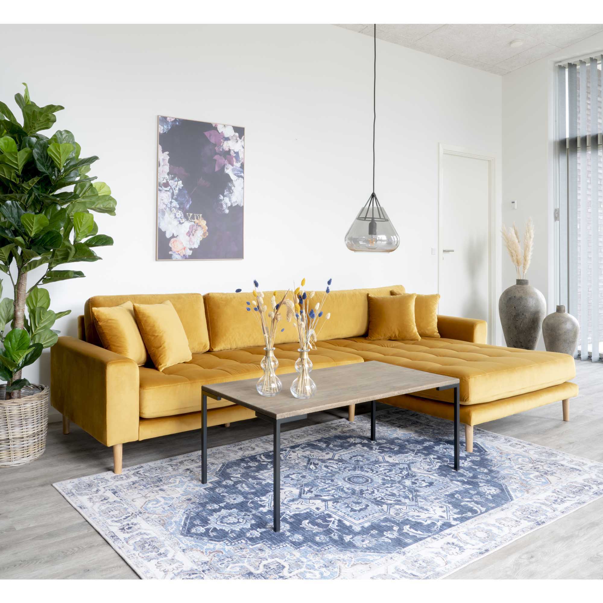 Lido Lounge Højrevendt Sennepsgul Velour Med Fire Puder Hn1004 House Nordic Sofa - 5713917006601