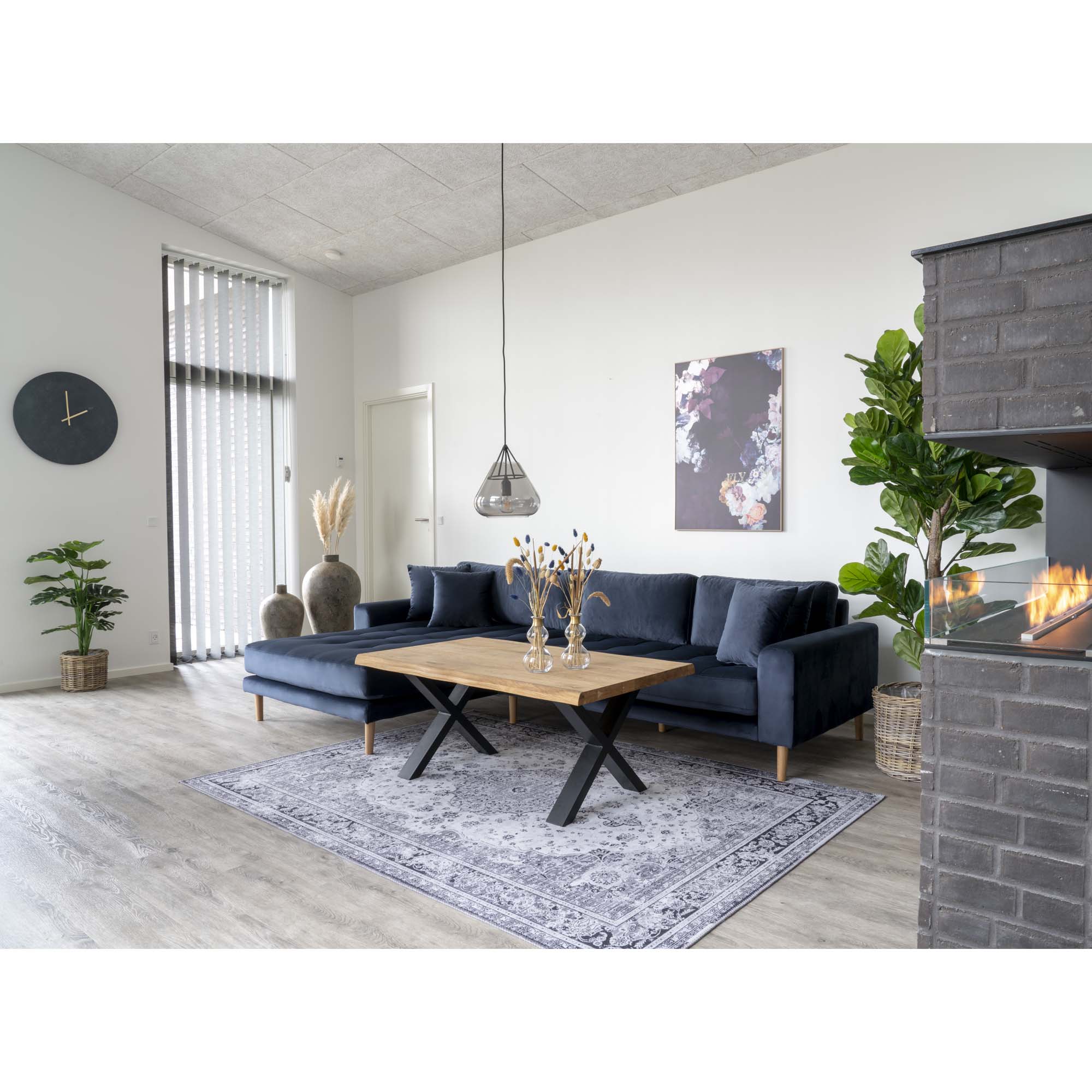 Lido Lounge Venstrevendt Mørkeblåt Velour Med Fire Puder Hn1005 House Nordic Sofa - 5713917006649