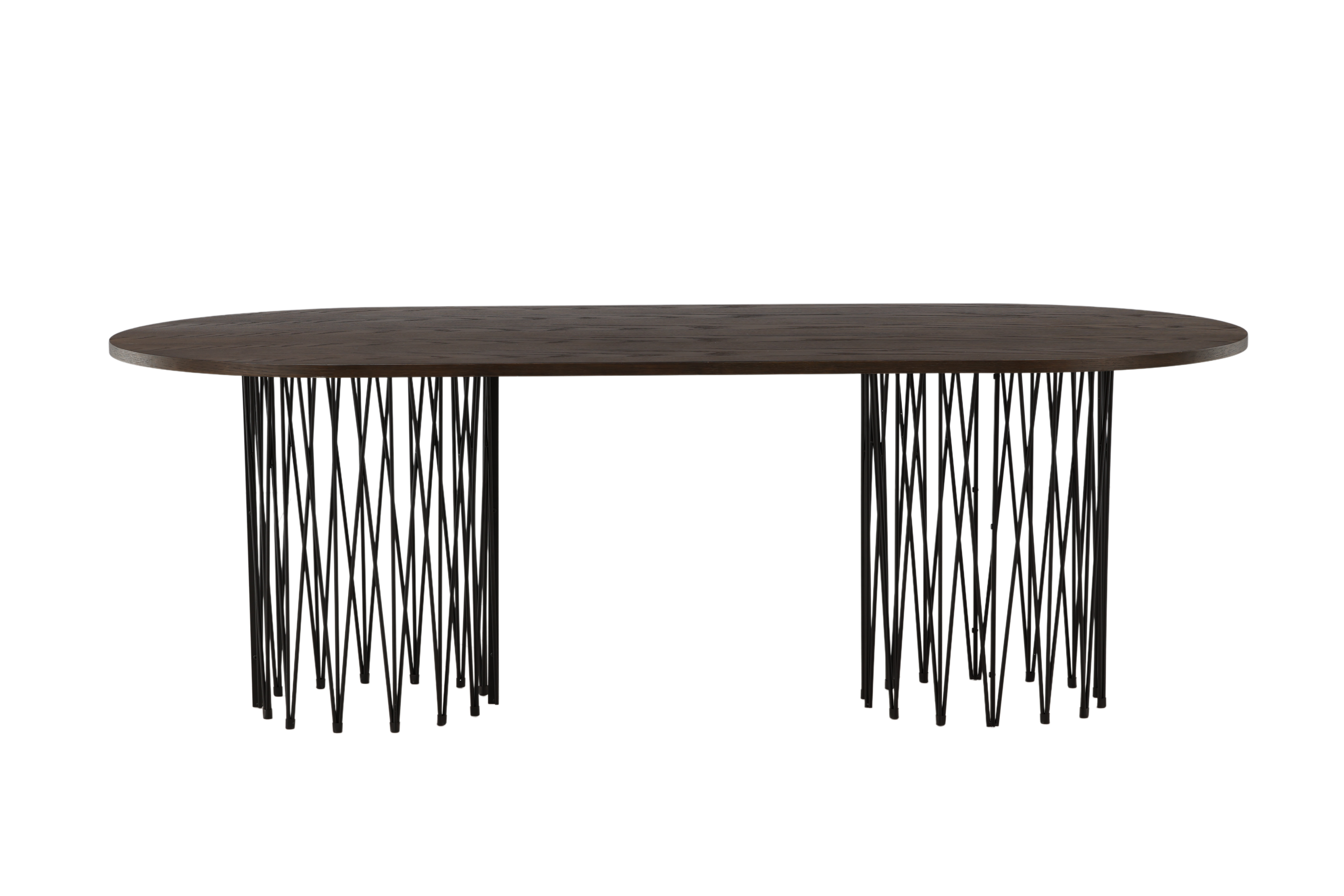 Sort Stone Oval Mokka Finr Stål 220x100 Venture Design Spisebord - 7340206964311