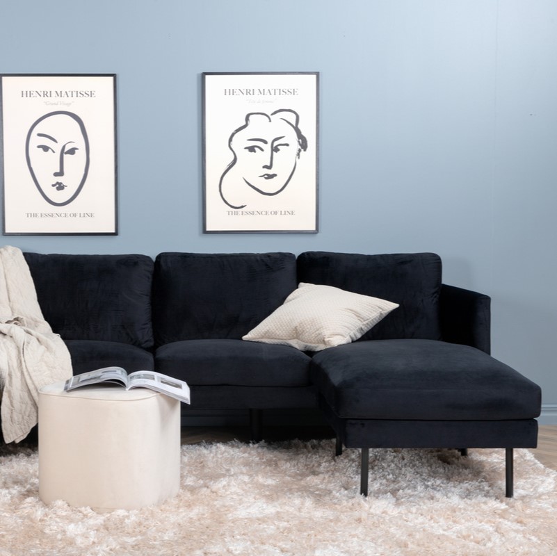 Sort Polar Form Med Fløjl Sofa