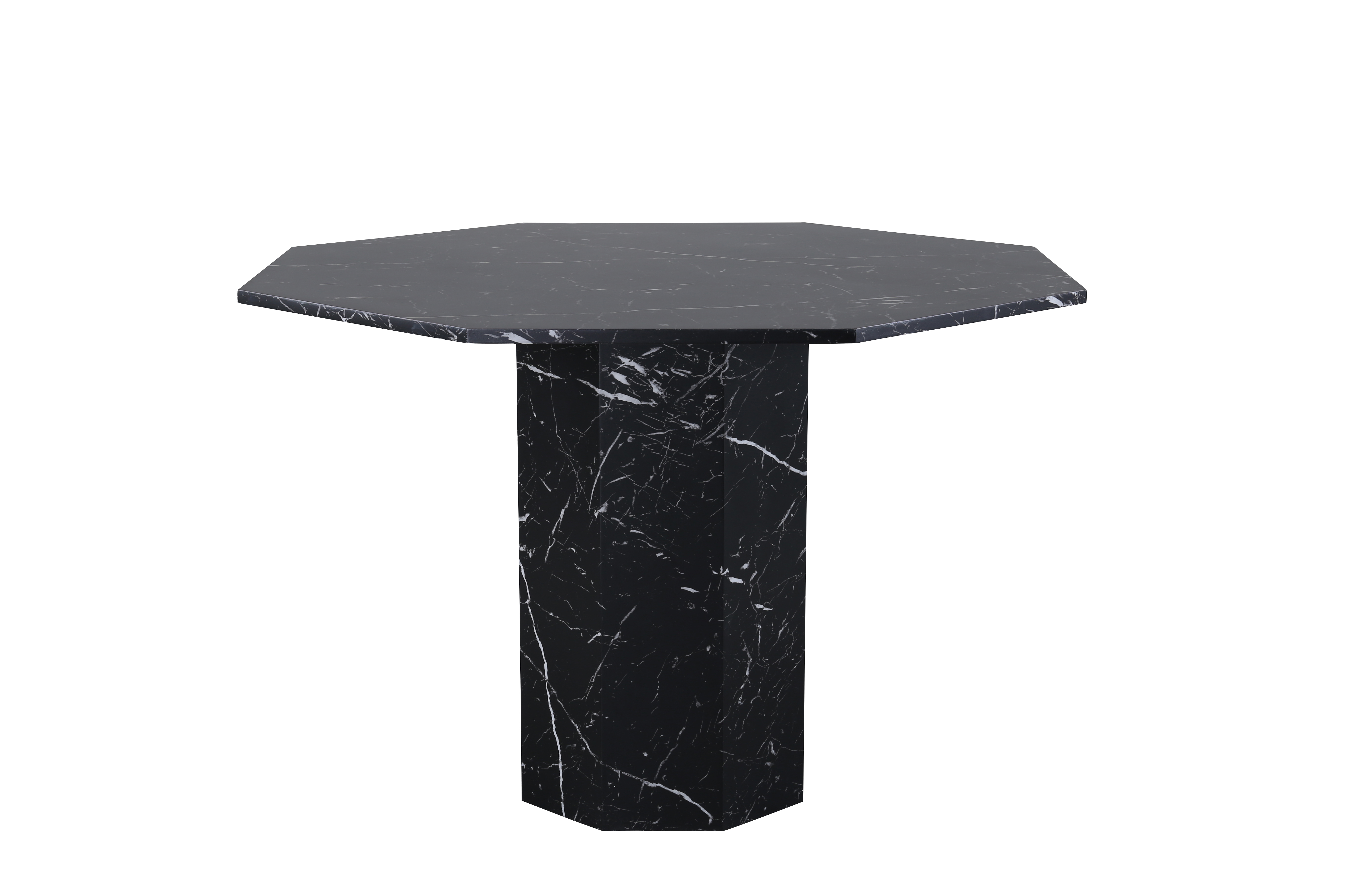 Sort Marbs Ottekantet Marmormønstret Papirlaminat Ø110 Venture Design Spisebord - 7350118418253