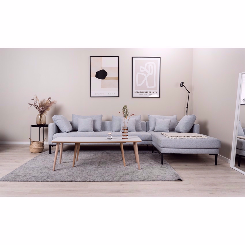 Milla Med Chaiselong Lysegrå Stof Højrevendt Nordic Design Sofa
