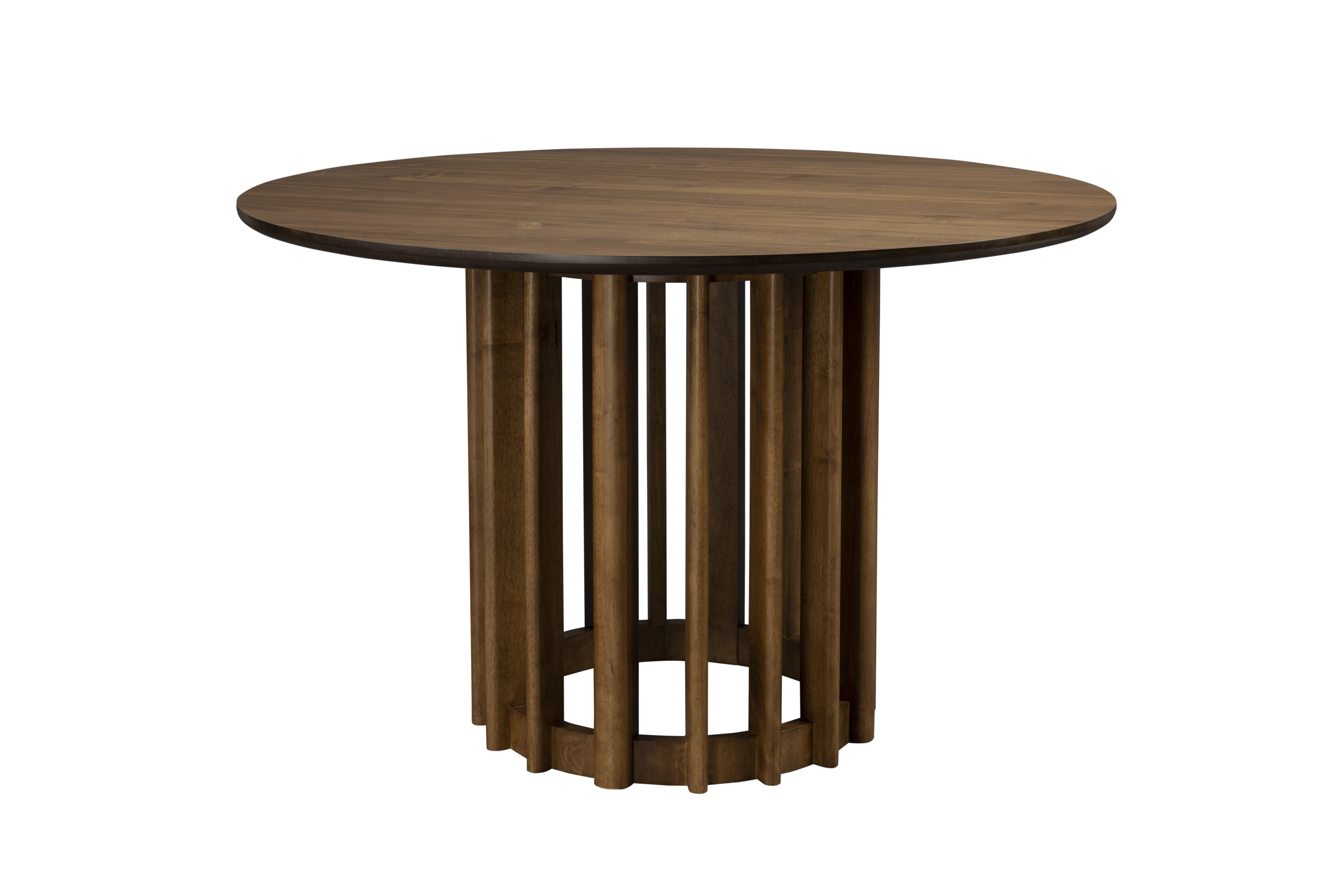 Brun Barlet Rund Valnøddefinr Gummitræ Ø120 Dutchbone Spisebord - 8718548071889