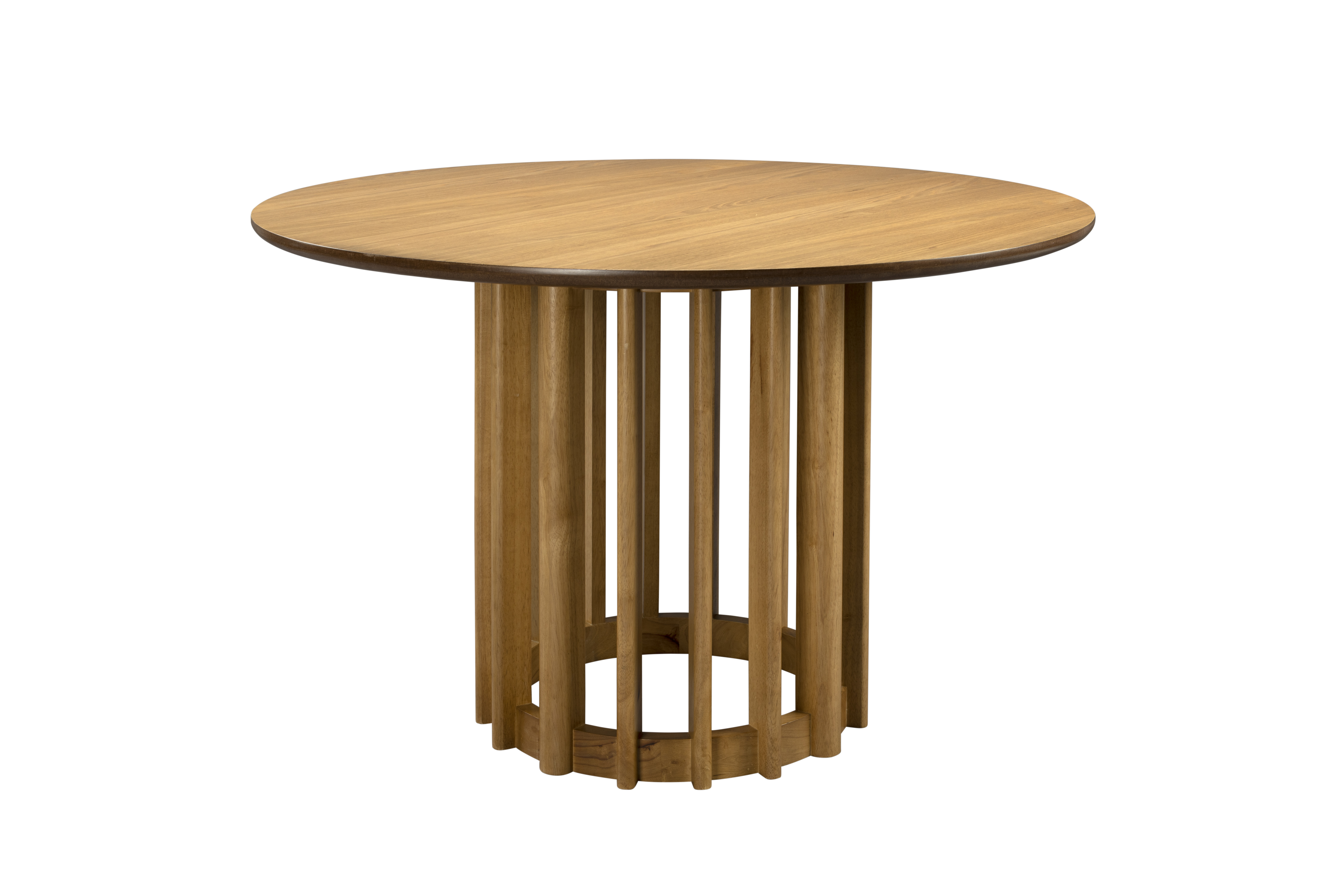 Brun Barlet Rund Natur Egetræsfinr Natur Gummitræ Ø120 Dutchbone Spisebord - 8718548071896