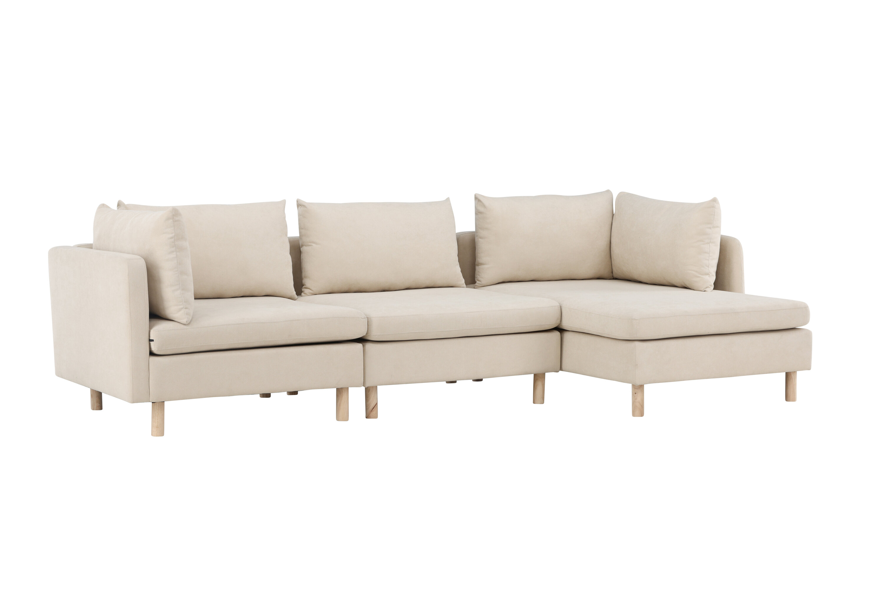 Beige Zero Pers Chaiselong Polyester Natur Gummitræ Venture Design Sofa - 7340220800107