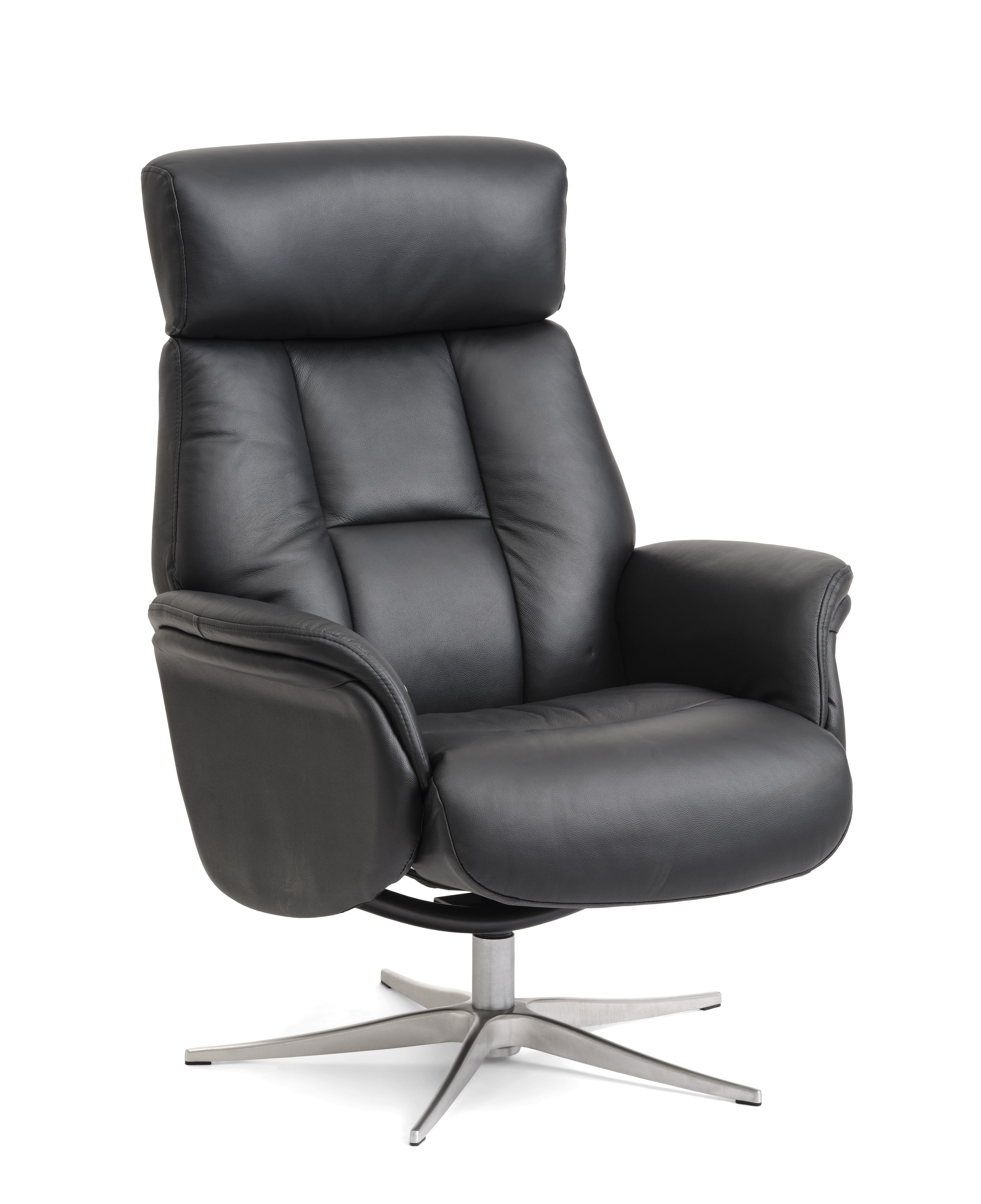 Sort Mars Recliner Kunstlæder Børstet Aluminium Lexpo Living Lænestol - 5715249029952