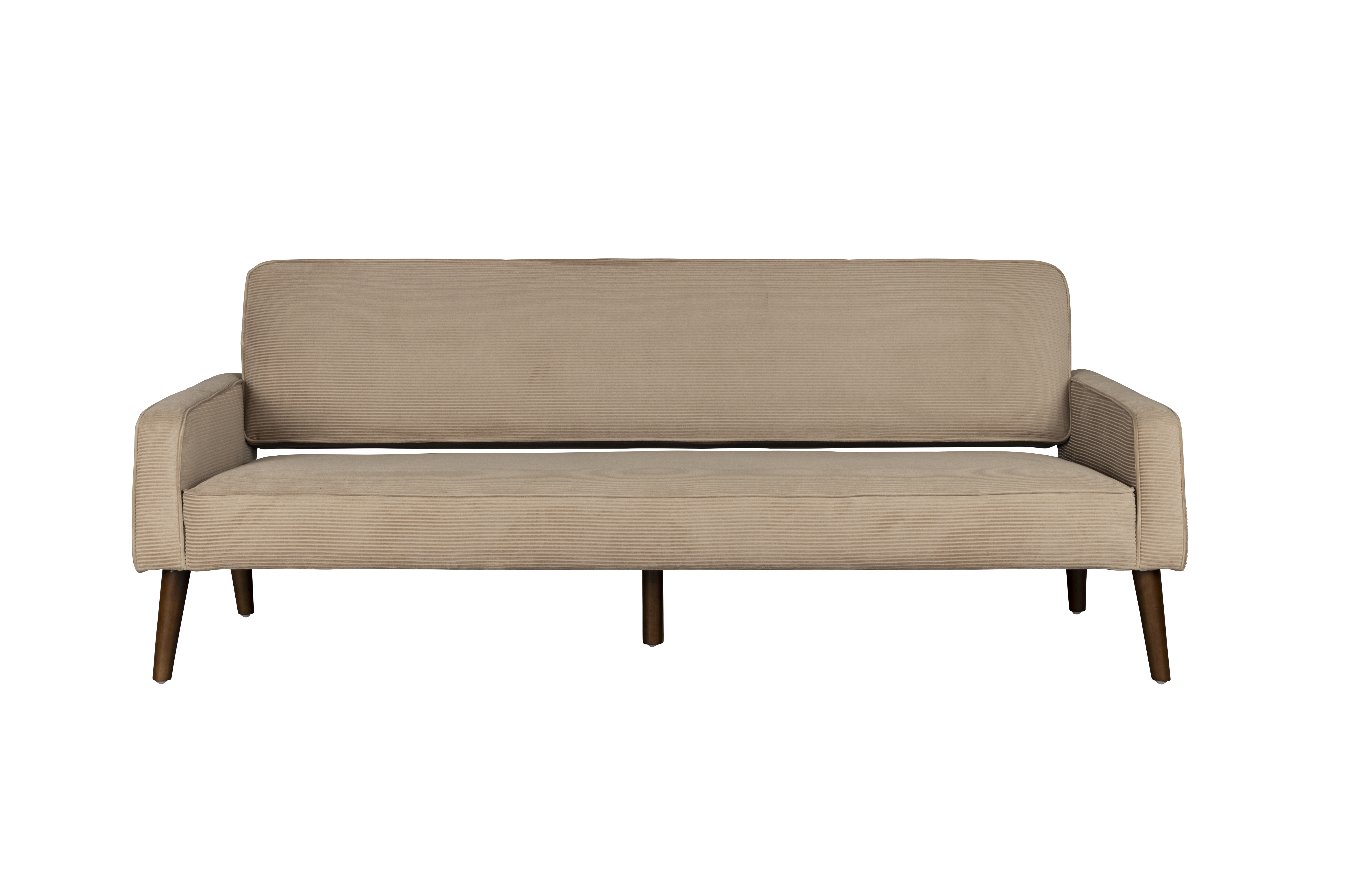 Beige Preston Fløjl Stof Brun Gummitræ Dutchbone Sofa - 8718548072930